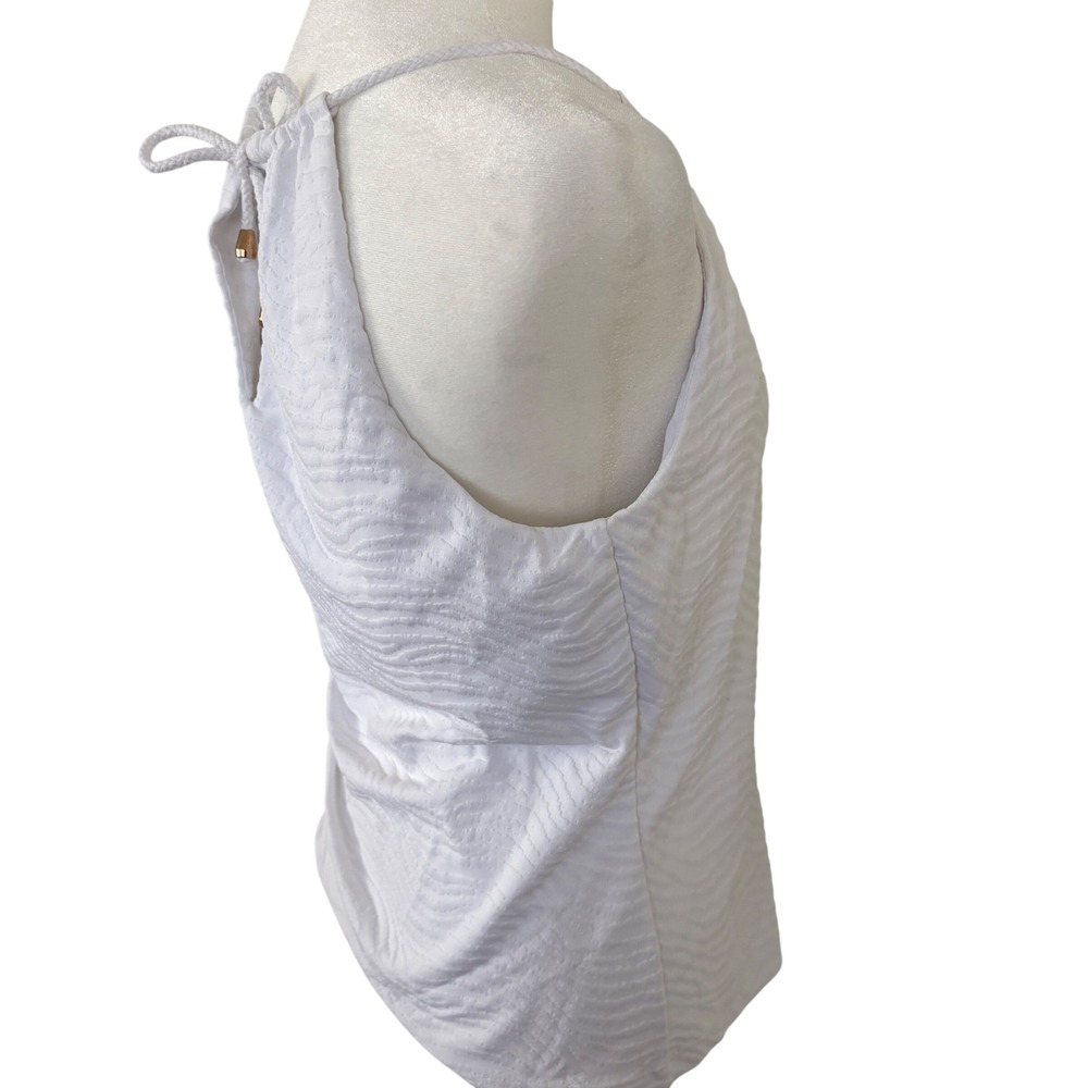 J.McLaughlin Womens White Textured Halter Top Rope Tie Shelf Bra Size M‎ USA - Picture 2 of 13